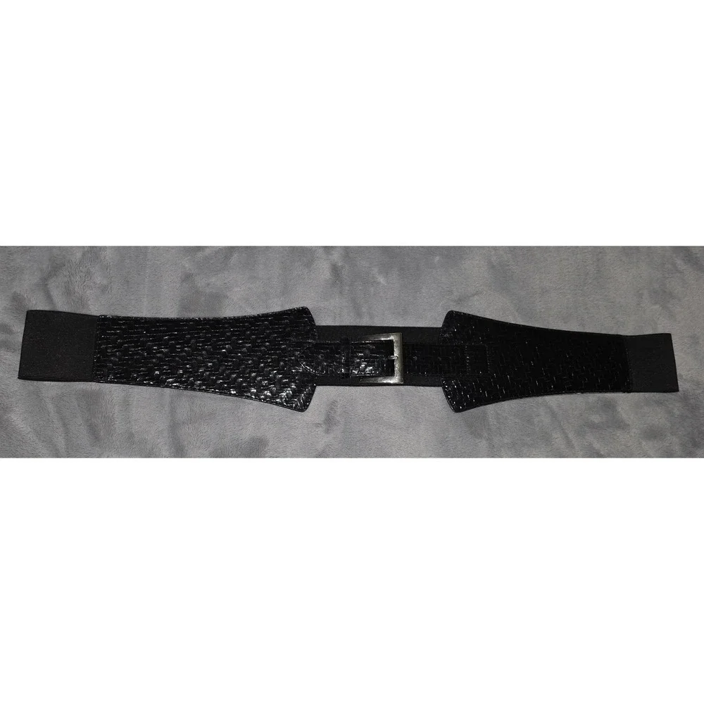 Womens‎ Black Faux Croc Leather Belt Size 26/28